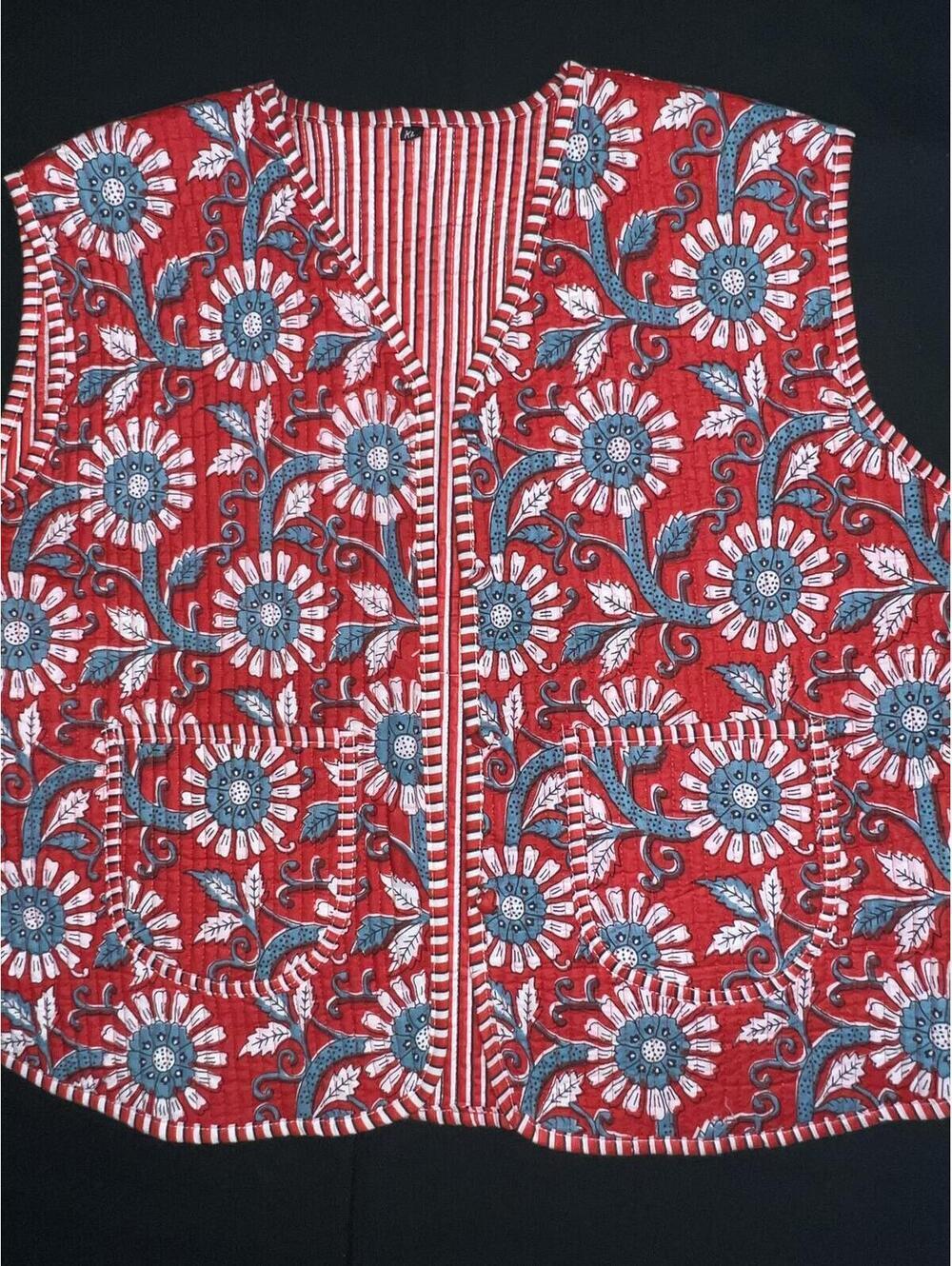 Boho Quilted Red Vest - Picture 3 of 8